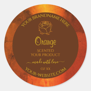 Shimmery Orange-Marmorprodukte Rose Blume Runder Aufkleber