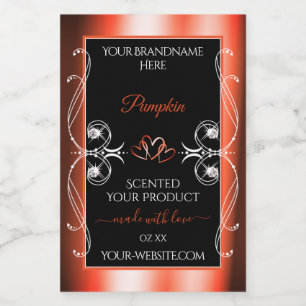 Shimmery Orange Red Black Product Labels Ornamente Lebensmitteletikett