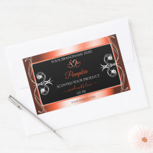 Shimmery Orange Red Black Product Labels Ornamente Rechteckiger Aufkleber