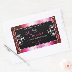 Shimmery Pink Black Product Labels Diamonds Logo Rechteckiger Aufkleber