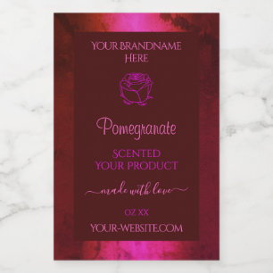 Shimmery Pink Red Marble Product Label Rose Blume Lebensmitteletikett
