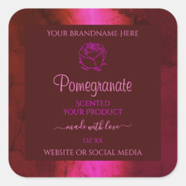Shimmery Pink Red Marble Product Label Rose Blume Quadratischer Aufkleber