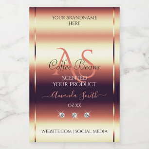 Shimmery Red Brown Product Labels Jewels Initials Lebensmitteletikett