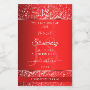Shimmery Red mit Glitzer Initials Produktmarken Lebensmitteletikett