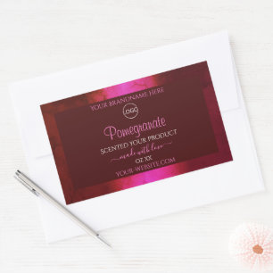 Shimmery rosa rote Marmormarken mit Logo Rechteckiger Aufkleber