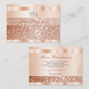 Shimmery Rose Gold Sparkle Glitzer Monogram Luxus Visitenkarte