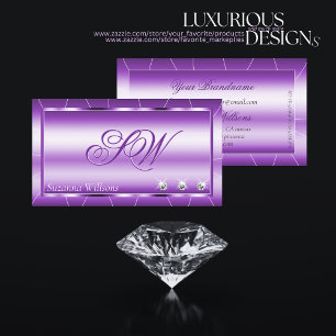 Shimmery Royal Lila mit Diamonds und Monogram Visitenkarte
