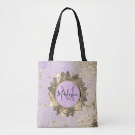 Shimmery Stars Gold Lotus Mandala Monogram