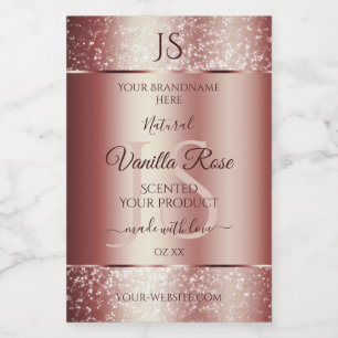 Shimmery Wine Red Glitzer Product Labels Monogram Lebensmitteletikett