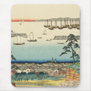 Shinagawa, Japan: Vintage Holzschnitt Mousepad