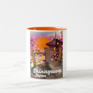 Shinagawa Japanisches Reiseplakat Zweifarbige Tasse