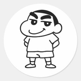 Shinchan Black and White Line Art Runder Aufkleber