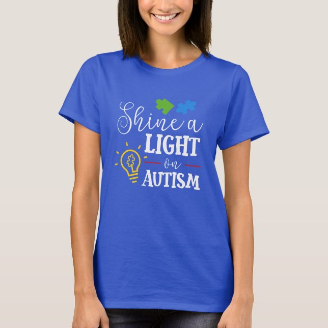 Shine A Light of Autismus Awareness Mama Birthday T-Shirt (Vorderseite)