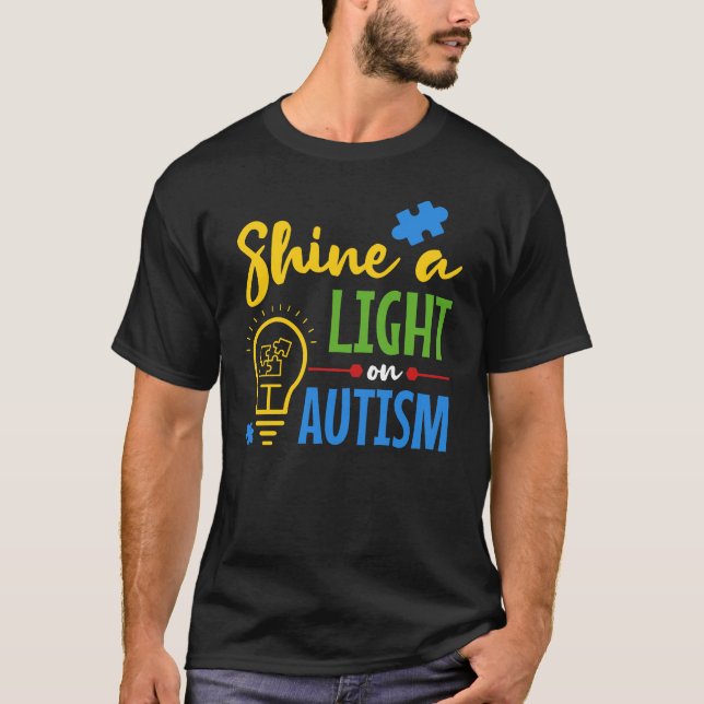 Shine A Light on Autism Vater Birthday T-Shirt (Vorderseite)