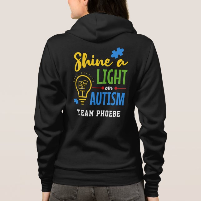 Shine a light on Autismus Matching Team Personalis Hoodie (Rückseite)