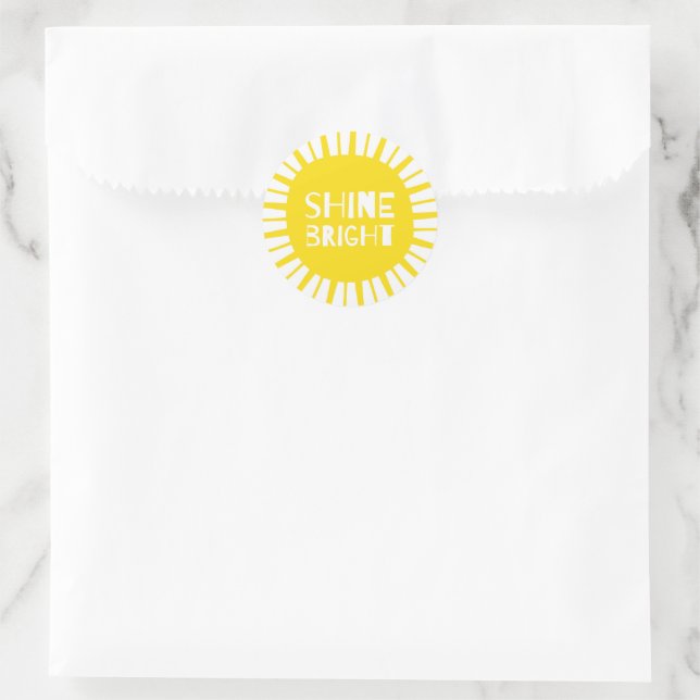 Shine Bright, Gelbe Sonne, Aufkleber (Tasche)
