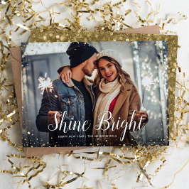 Shine Bright | Glitz Imitats Glitzer Foto Overlay Feiertagskarte
