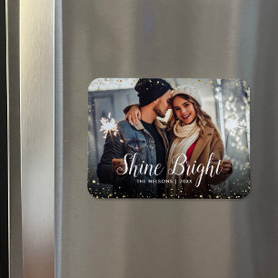 Shine Bright   Glitz Imitats Glitzer Foto Overlay Magnet