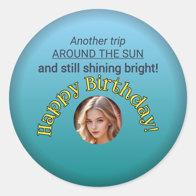 Shine Bright: Happy Birthday Round Sticker (Vorderseite)