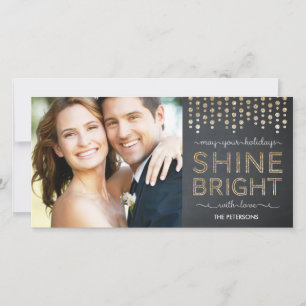 Shine Bright Holiday Foto Card - Gold Feiertagskarte
