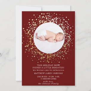 Shine Bright Modern Gold Holiday Christmas Newborn Feiertagskarte