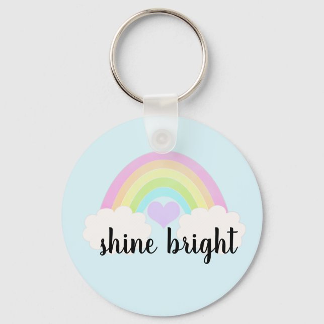 Shine Bright Pastel Watercolor Rainbow Schlüsselanhänger (Vorderseite)