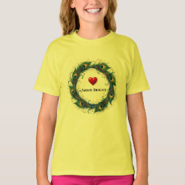 Shine Bright Pfauenfeder Kreis Kinder T-Shirt