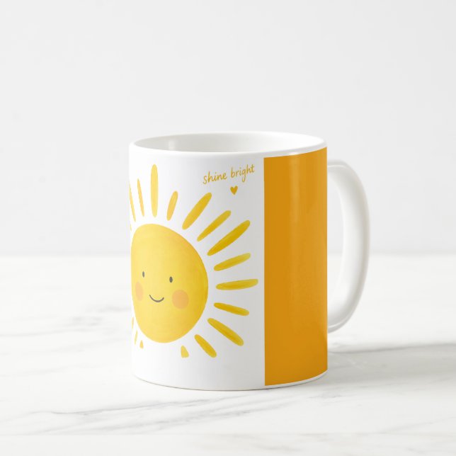 Shine Bright Smiling Sun Mug Kaffeetasse (VorderseiteRechts)