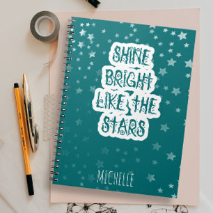 Shine Bright wie die Stars Typografie Aquamarin Gr Notizblock