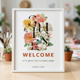 SHINE Florales Firmenevent Willkommensschild Poster
