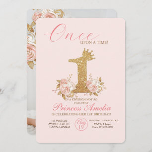 Shine Golden Crocess Princess Erste Geburtstagspar Einladung