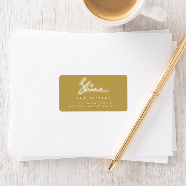 Shine Handwrite Script Gold Holiday Address Labels Adressaufkleber (Insitu)