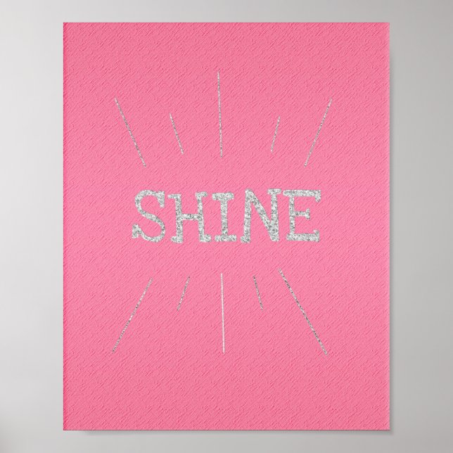 Shine Hot Pink mit Silver Glitzer Poster (Vorne)