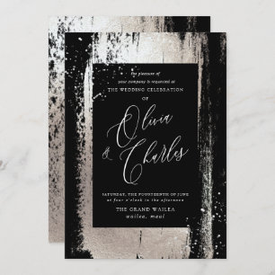 Shine, Imitate Metallischer Silberbrush Stroke Einladung