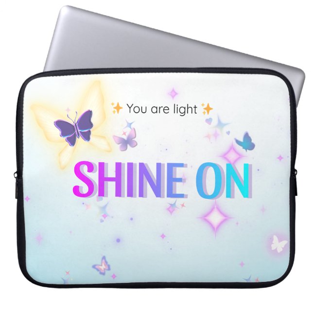 ✨ Shine on 15" Laptop Sleeve - Schmetterlingsleuch (Vorderseite)