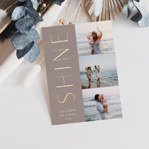 Shine on Modern 3 Foto Collage Hanukkah Folien Feiertagskarte