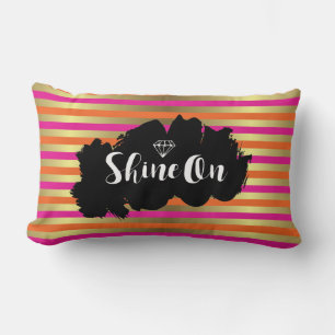 Shine On Pink, Orange & Imitate Gold Metallic Stri Lendenkissen