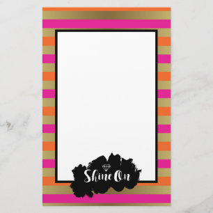 Shine on Pink Orange & Imitate Gold Metallic Strip Briefpapier