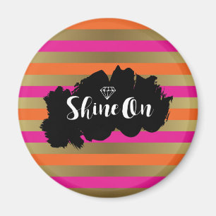 Shine on Pink Orange & Imitate Gold Metallic Strip Magnet
