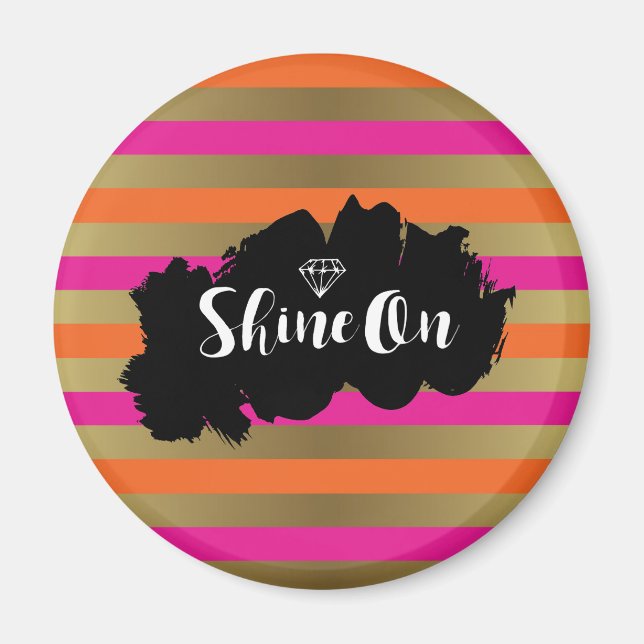 Shine on Pink Orange & Imitate Gold Metallic Strip Magnet (Vorne)