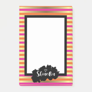 Shine on Pink Orange & Imitate Gold Metallic Strip Post-it Klebezettel