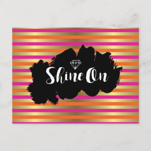 Shine on Pink, Pink & Imitate Gold Metallstreifen Postkarte