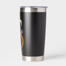 Shine S, Black Insulated Tumbler, Gold Monogram Thermobecher