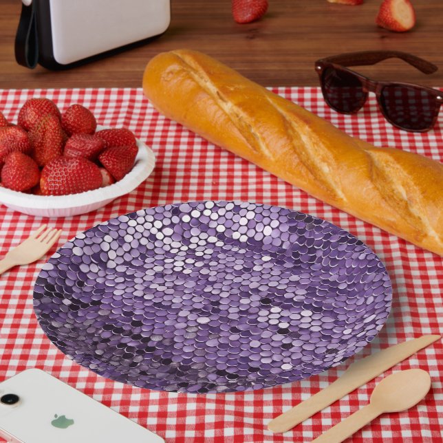 Shine Shine Lila Star AI art Pappteller (Picknick)