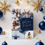 Shine So hell & navy Gold Agate Tinte 5 Foto Folien Feiertagskarte<br><div class="desc">Unsere goldene Schmuckkollektion abstrakt im Winter mit vergoldeten Weihnachtsbelägen erweckt königliche Opulenz mit einer modernen abstrakten Drehung. Tief marinierte Blues, goldene Schmucktöne und blaue Farbtupfer schaffen ein elegantes Winternachtsambiente. Design bietet 5 Foto Collage Layouts, um Ihre besonderen Weihnachtsfeiertage Weihnachten Fotos zu zeigen. Unser handgezeichnet Aquarellfarben-abstraktes Farbdesign mit Akzenten von Goldfolienschmucktönen...</div>