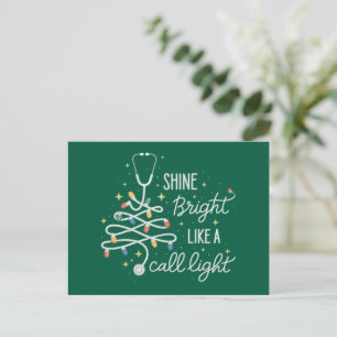 Shine strahlt wie ein Call Night Nurse Weihnachtss Feiertagspostkarte