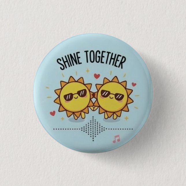 Shine Together Süße Sonnenbrille Kawaii Pin Button (Vorderseite)
