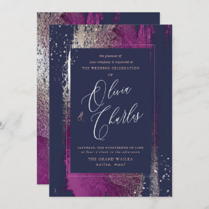 Shine, Winter Bliss Cassis Brush Strokes Navy Einladung