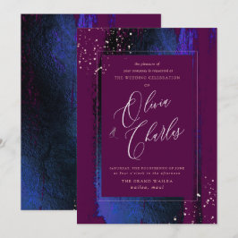 Shine, Winter Blue Brush Strokes+Cassis Einladung