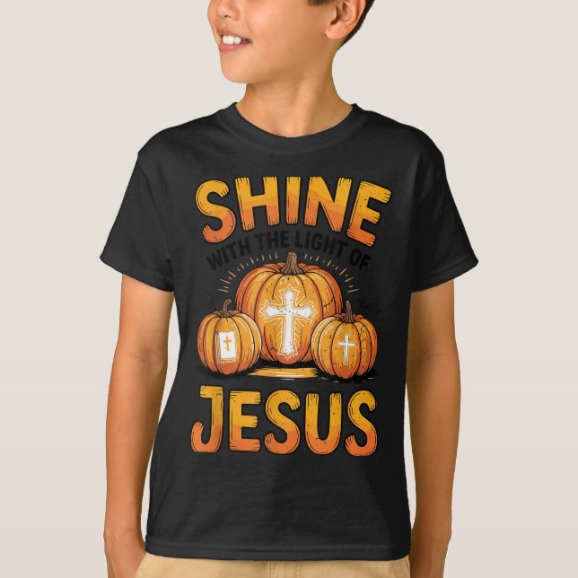 Shine With The Light Of Jesus Halloween Christian  T-Shirt (Vorderseite)